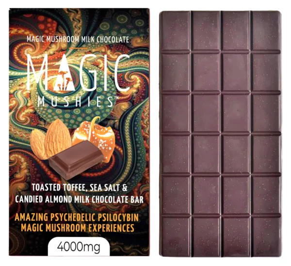 Magic Mushies Toasted Toffee, Sea Salt, & Candied Almond Milk Chocolate Bar 4000mg